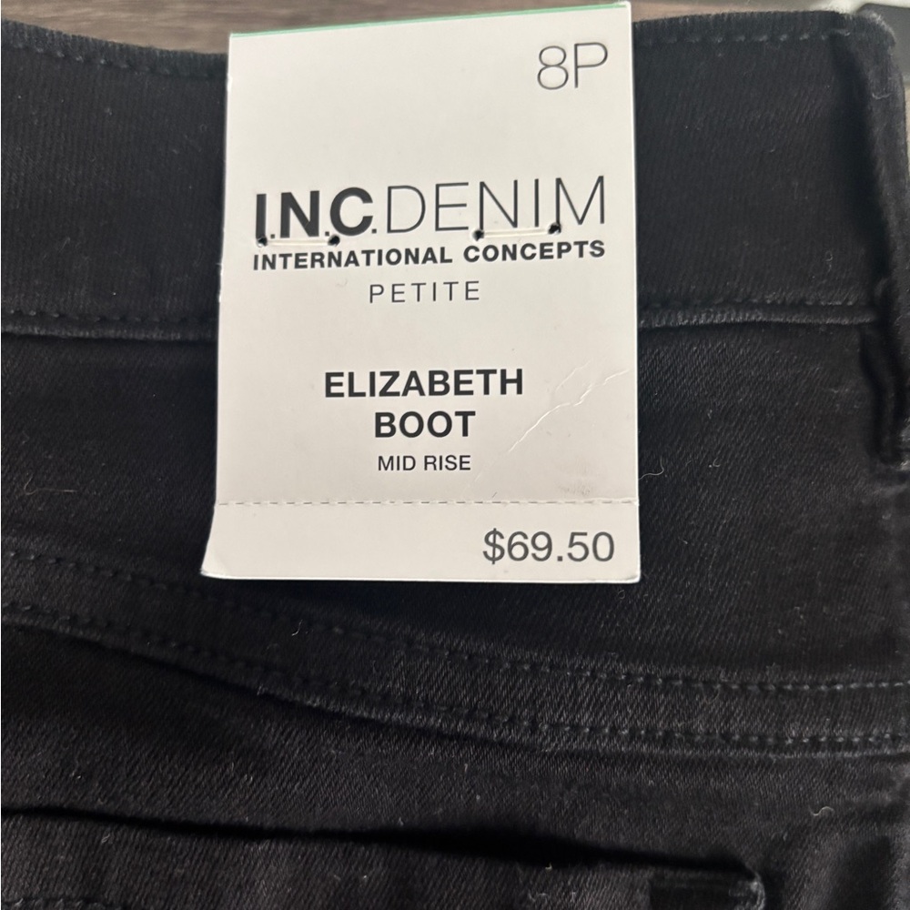 INC petite deep black bootcut jeans NWT